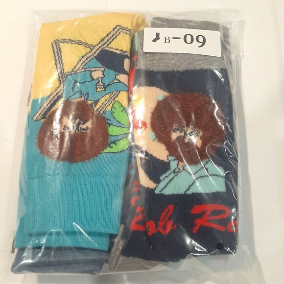 Bob Ross The Joy Of Painting Mens 4 Pack Multicolor Crew Socks NWOT Size 6-12 - Picture 6 of 7